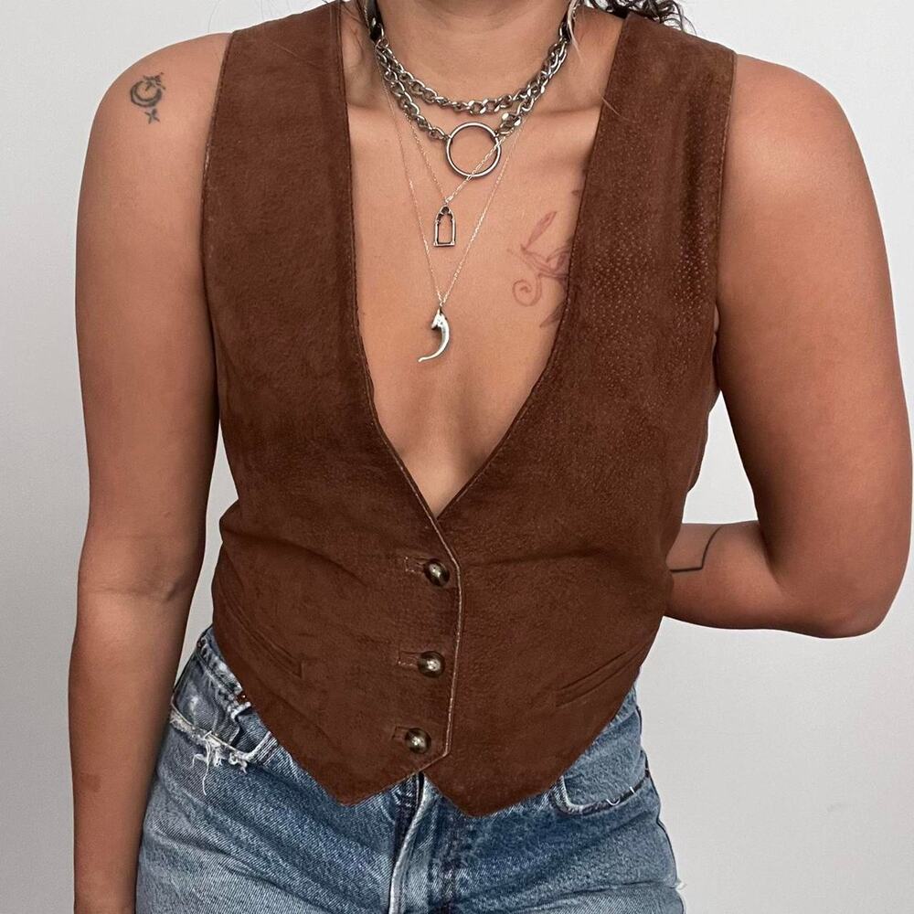 Vintage brown suede vest chocolate